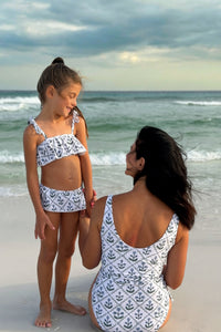 LB Girl's Swim Skirted Ruffle Set (bluebell)