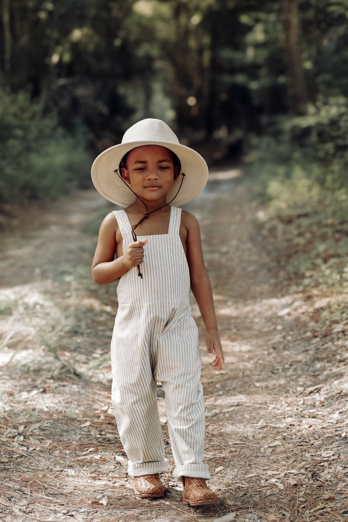 SS Boy's Romper Grady Romper (desert pinstripe linen)