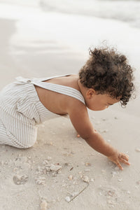 SS Boy's Romper Grady Romper (desert pinstripe linen)