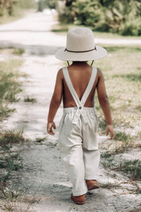 SS Boy's Romper Grady Romper (desert pinstripe linen)
