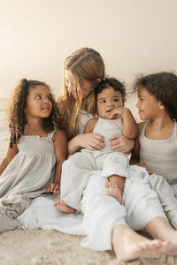 SS Boy's Romper Grady Romper (desert pinstripe linen)