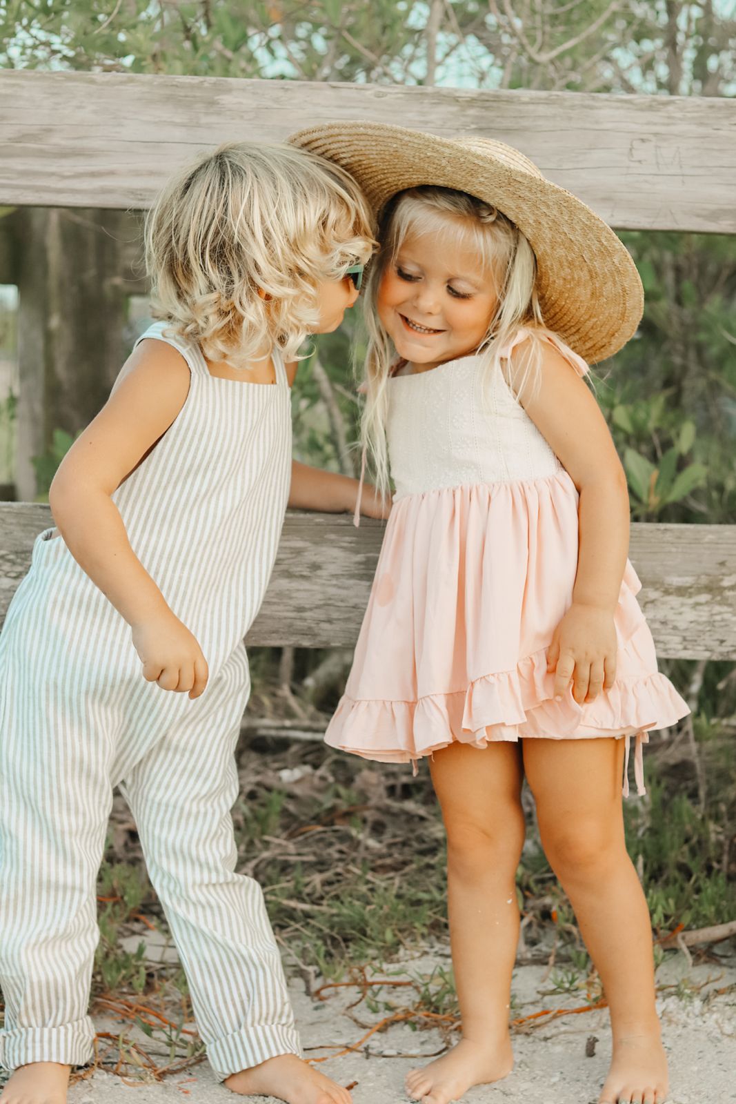 SS Boy's Romper Grady Romper (desert pinstripe linen)