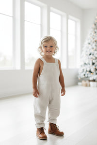 SS Boy's Romper Grady Romper (desert pinstripe linen)