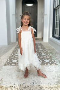 SS Girl's Dress Isa High-Low Dress (antique ivory tulle)