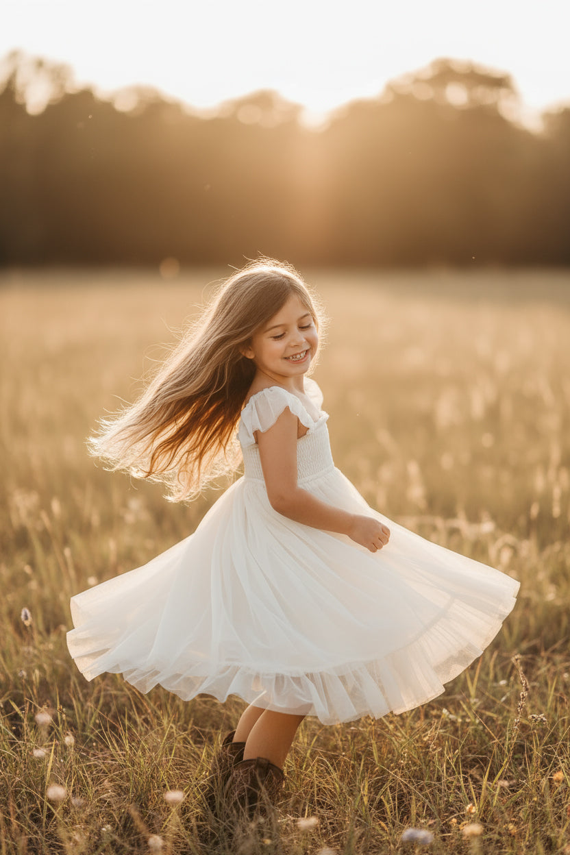 SS Girl's Dress Juliet Dress (antique ivory tulle)