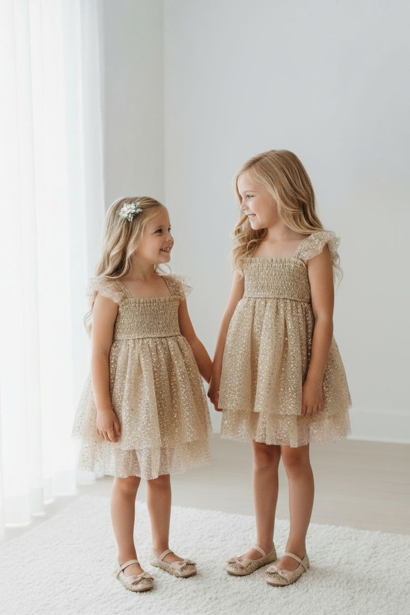 SS Girl's Dress Juliet Dress (sequin gold tulle)