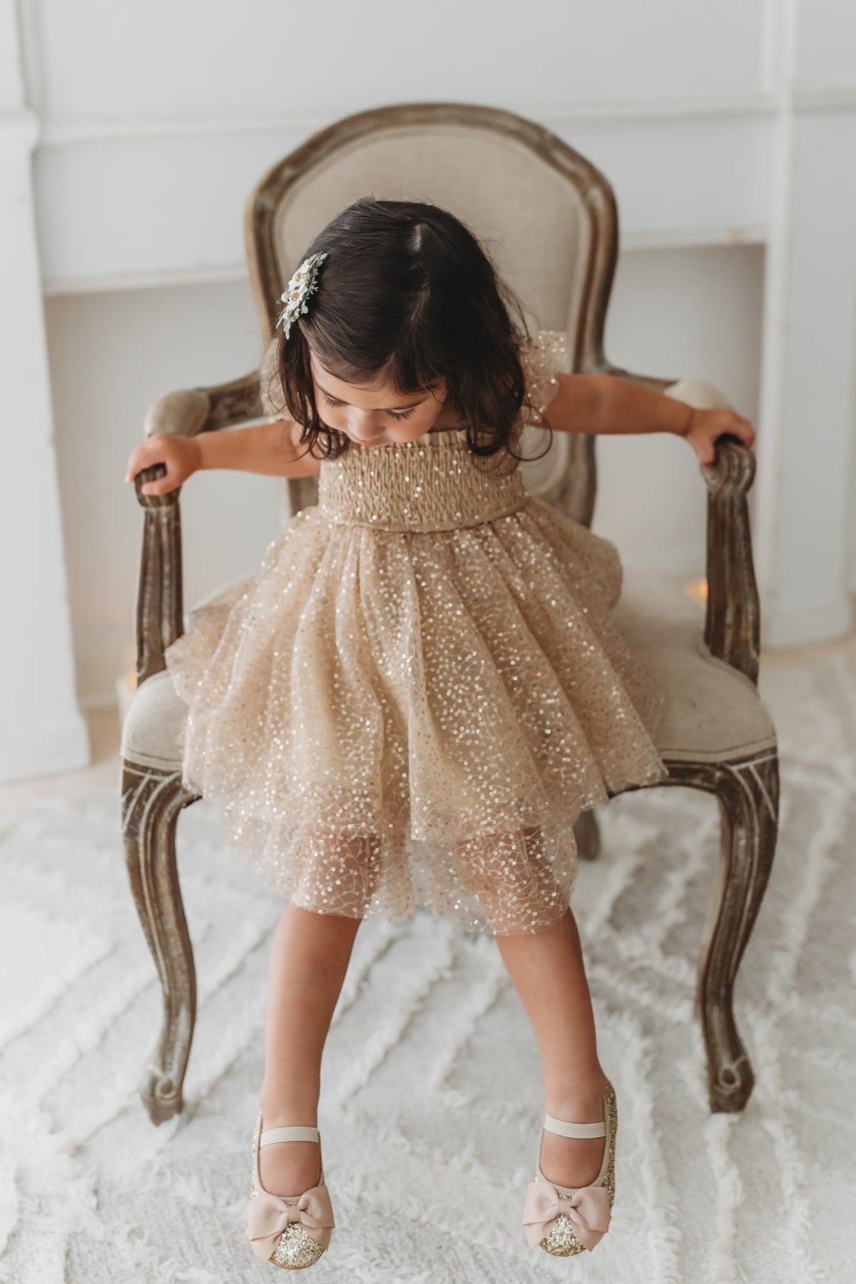 SS Girl's Dress Juliet Dress (sequin gold tulle)