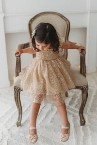 SS Girl's Dress Juliet Dress (sequin gold tulle)
