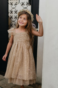 SS Girl's Dress Juliet Dress (sequin gold tulle)