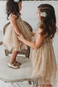SS Girl's Dress Juliet Dress (sequin gold tulle)