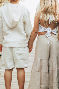 SS Boy's Top Knox Hoodie (light ivory muslin)