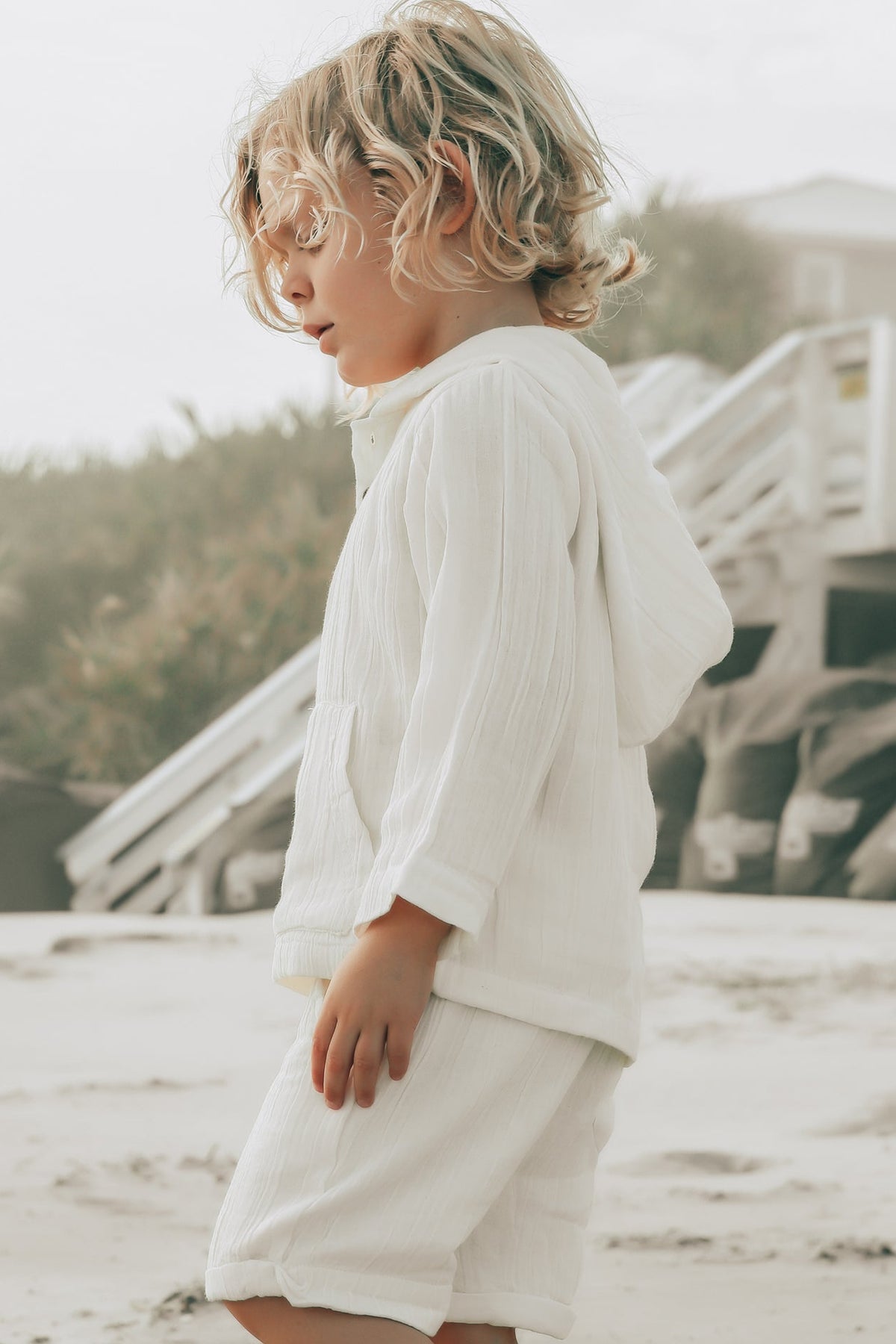 SS Boy's Top Knox Hoodie (light ivory muslin)