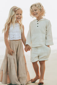 SS Boy's Top Knox Hoodie (light ivory muslin)