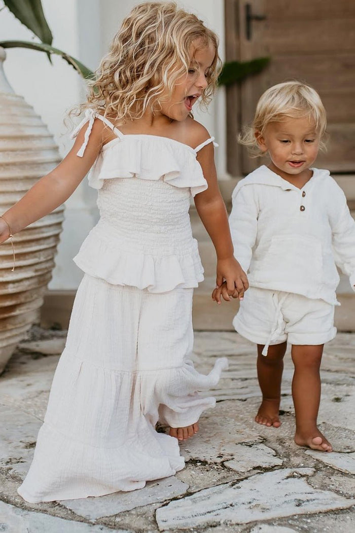 SS Boy's Bottoms Knox Shorts (light ivory muslin)