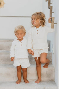 SS Boy's Bottoms Knox Shorts (light ivory muslin)