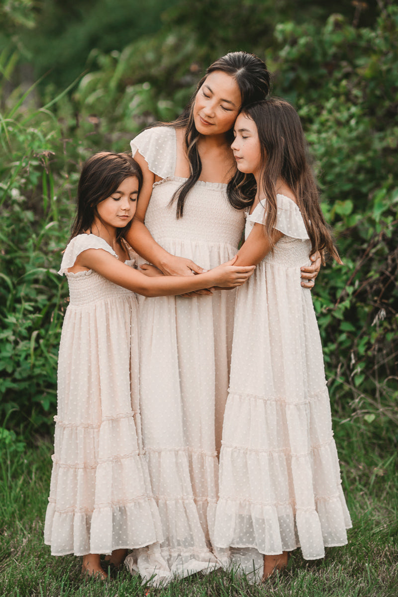 SS Girl's Dress Marabella Dress (natural swiss dot)