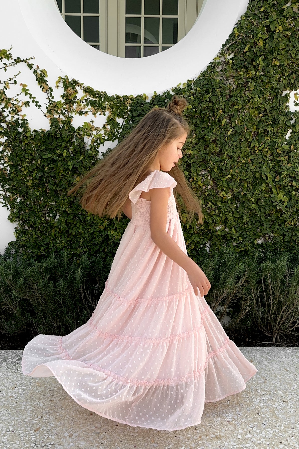 SS Girl's Dress Marabella Dress (petal pink swiss dot)