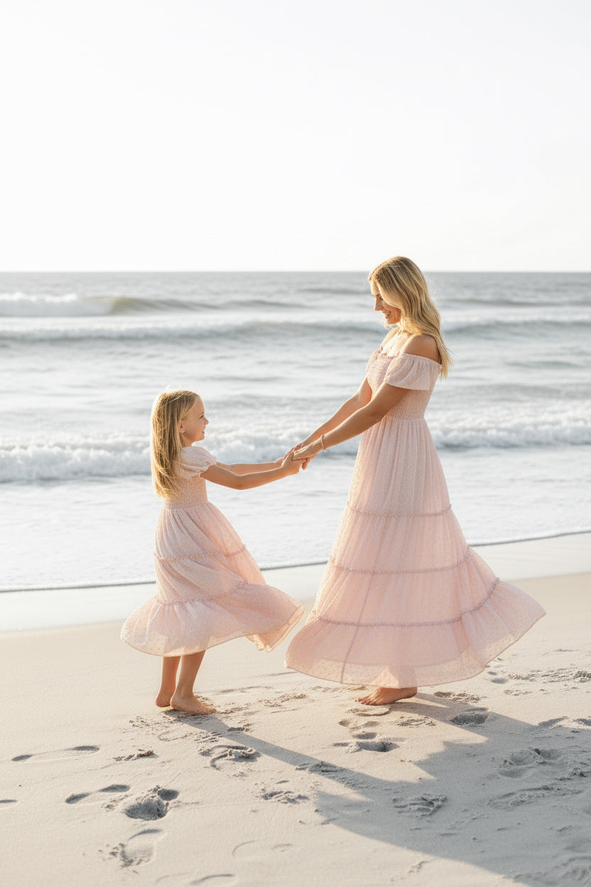SS Girl's Dress Marabella Dress (petal pink swiss dot)