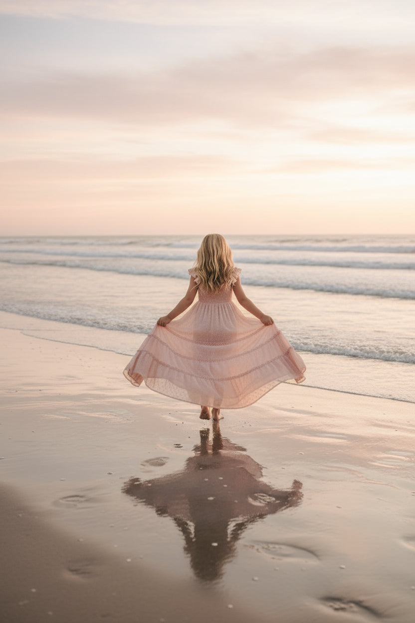 SS Girl's Dress Marabella Dress (petal pink swiss dot)