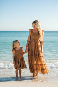SS Girl's Dress Pia Dress (mocha swiss dot)