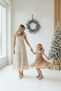 SS Girl's Dress Pia Dress (mocha swiss dot)