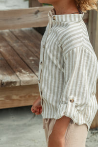 SS Boy's Top Ty Shirt (driftwood stripe linen)