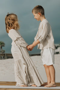 SS Boy's Top Ty Shirt (driftwood stripe linen)