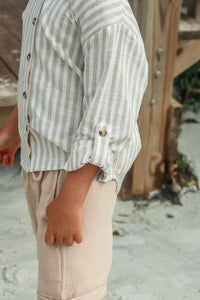 SS Boy's Top Ty Shirt (driftwood stripe linen)