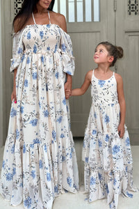 SS Girl's Dress Wendy Dress (floral blue chiffon)