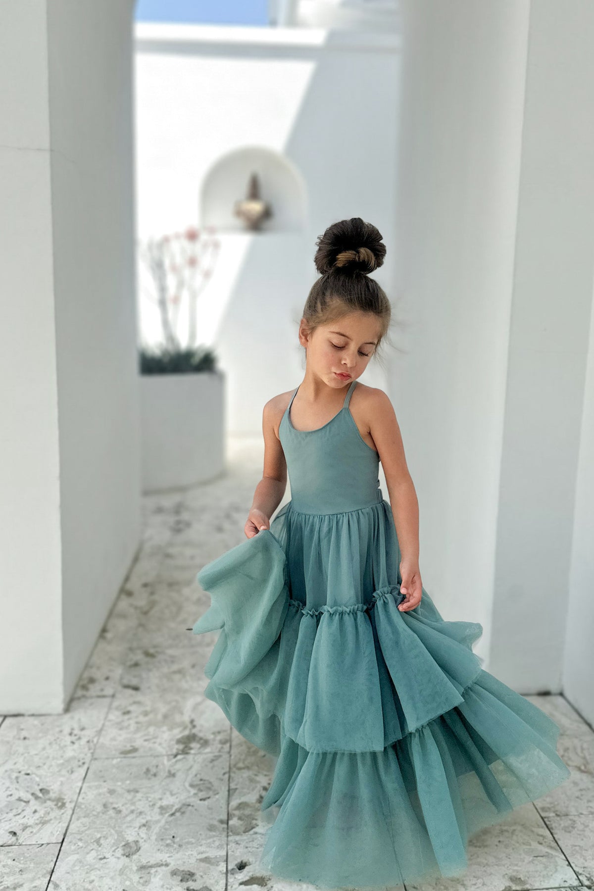 SS Girl's Dress Wendy Dress (soft teal tulle)