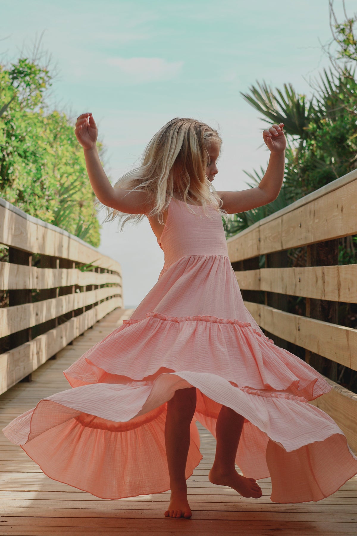 SS Girl's Dress Wendy Dress (vibrant coral muslin) FINAL SALE