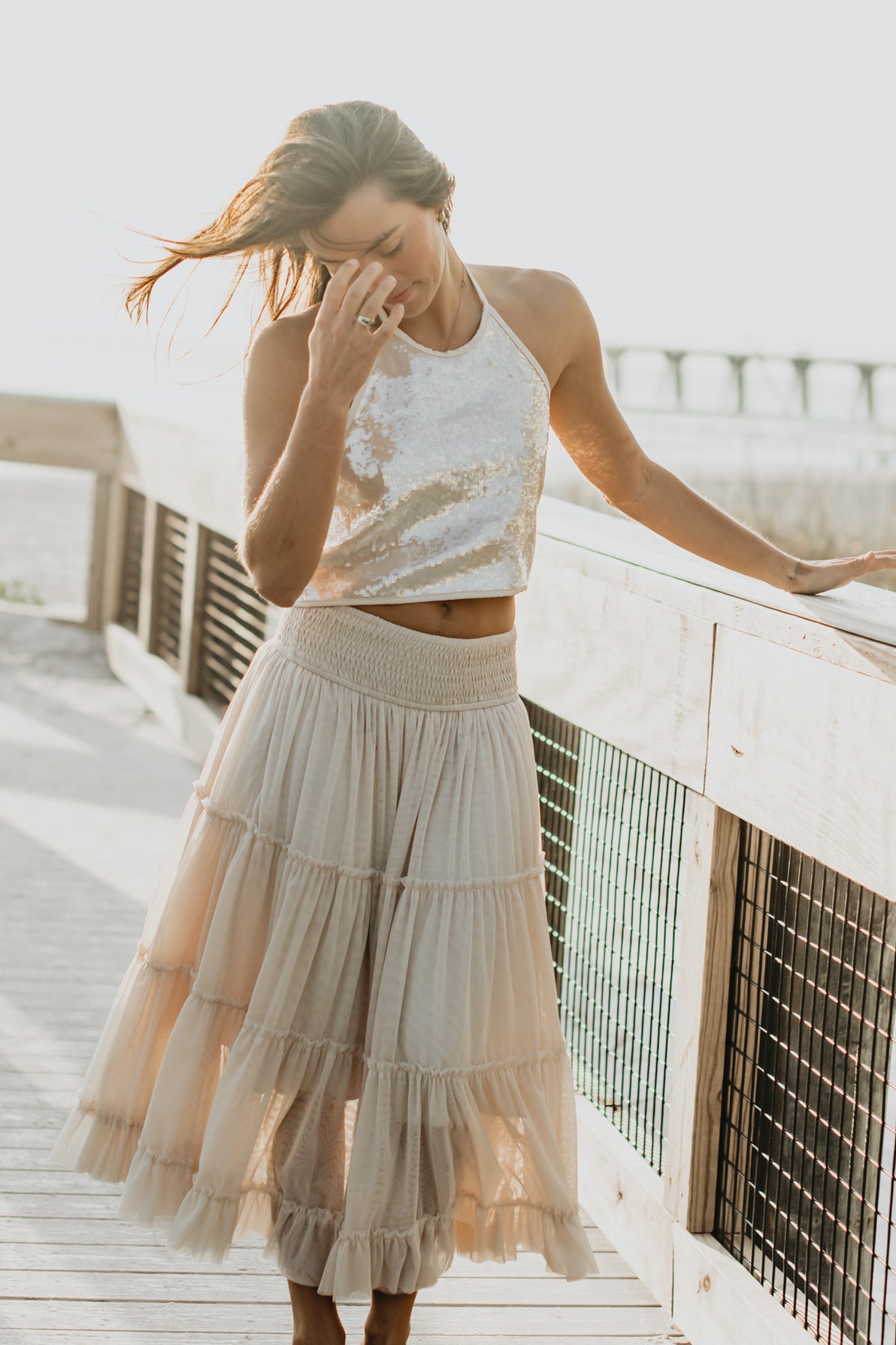 SS Women's Top Women's Faye Halter (natural sequin)