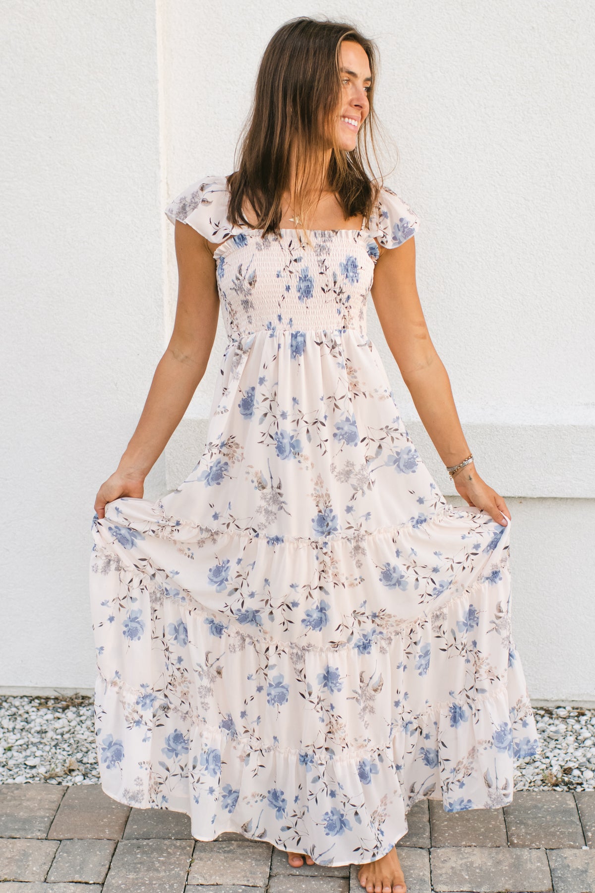 SS Women's Dress Women's Marabella Dress (floral blue chiffon)