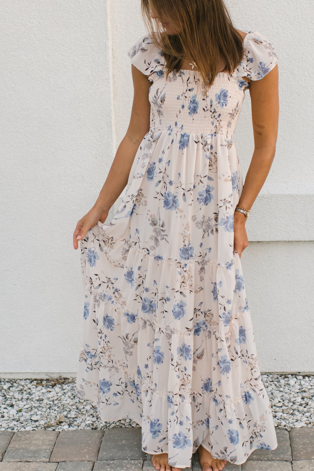 SS Women's Dress Women's Marabella Dress (floral blue chiffon)