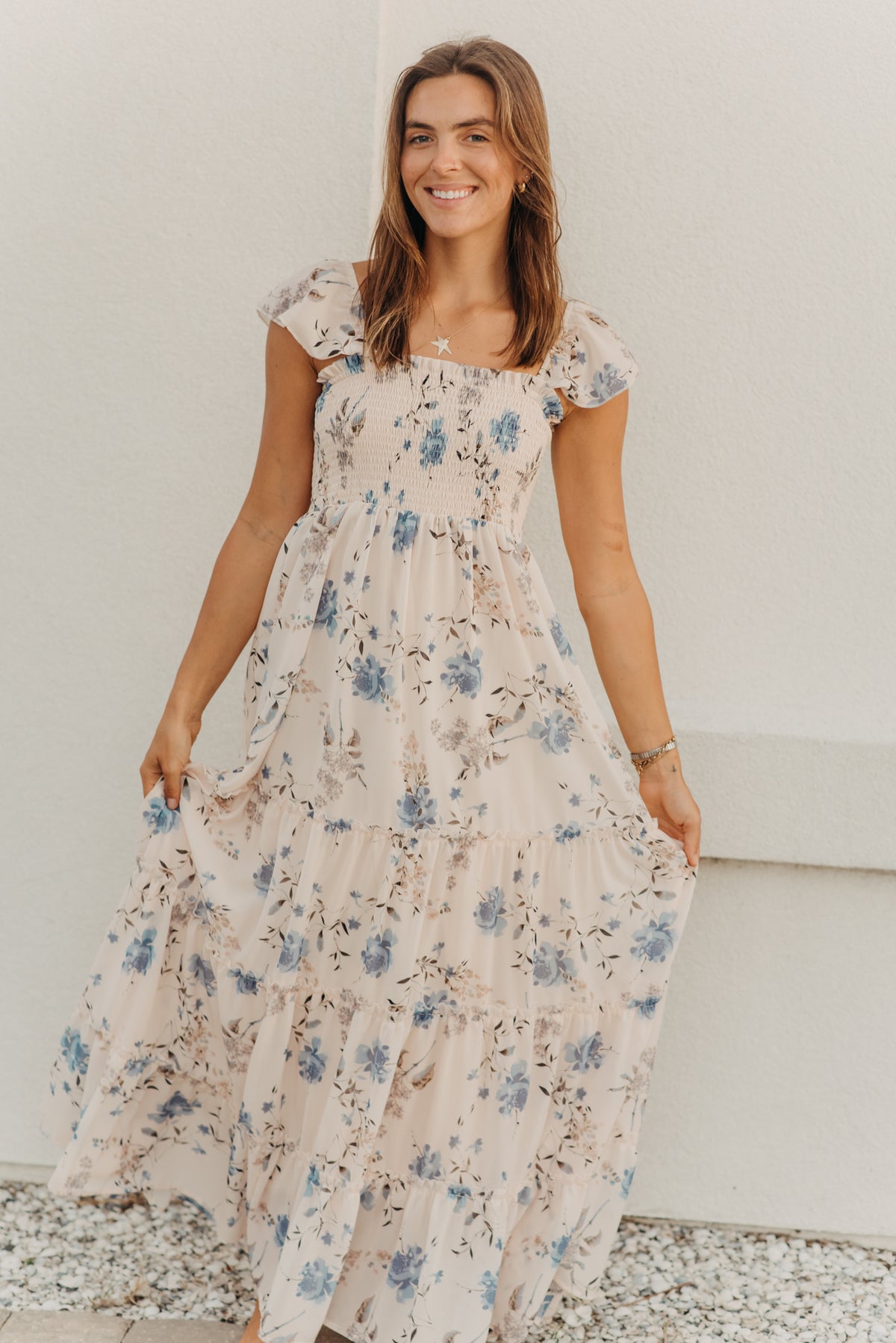 SS Women's Dress Women's Marabella Dress (floral blue chiffon)