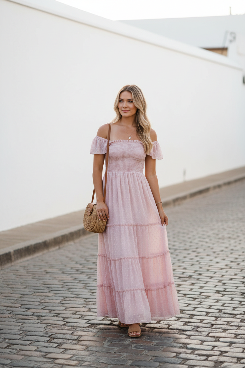 SS Women's Dress Women's Marabella Dress (petal pink swiss dot)