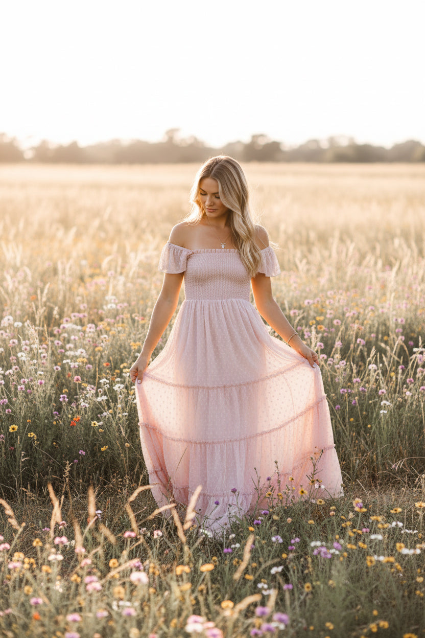 SS Women's Dress Women's Marabella Dress (petal pink swiss dot)
