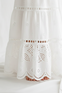 INDIE BLUE Girl's Dress Mary Dress (white eyelet) FINAL SALE