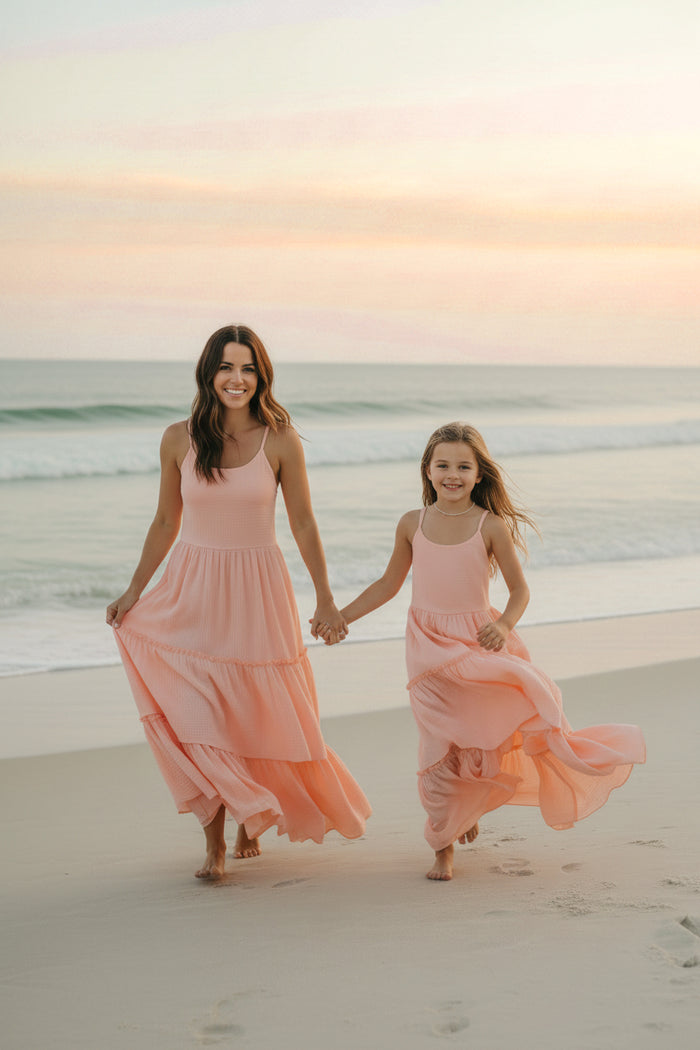 SS Girl's Dress Wendy Dress (vibrant coral muslin) FINAL SALE