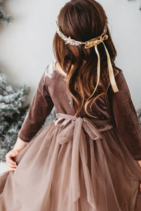 SS Girl's Dress Gracie Dress (mocha velvet tulle)