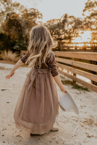 SS Girl's Dress Gracie Dress (mocha velvet tulle)