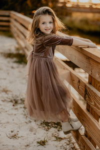 SS Girl's Dress Gracie Dress (mocha velvet tulle)