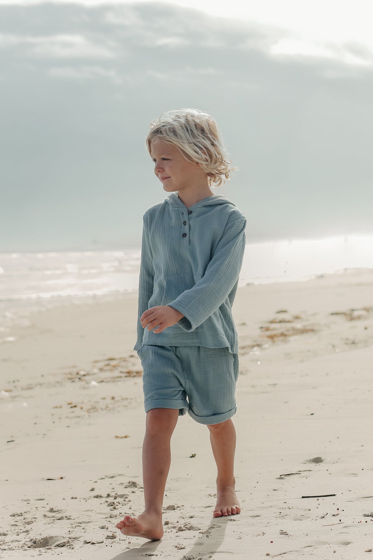 SS Boy's Top Knox Hoodie (soft teal muslin)