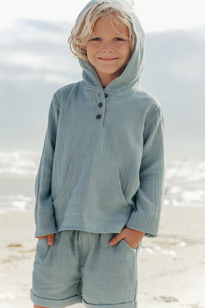 SS Boy's Top Knox Hoodie (soft teal muslin)