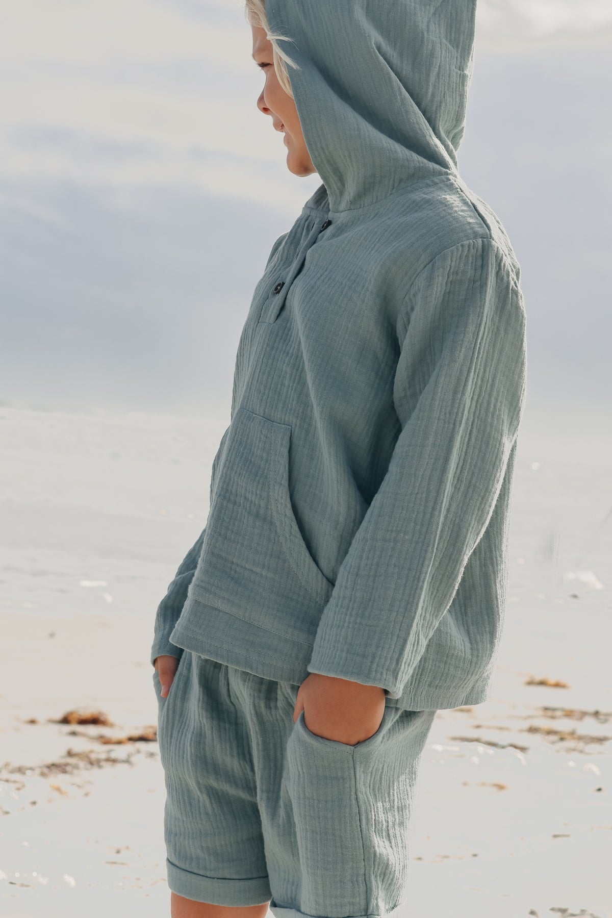 SS Boy's Top Knox Hoodie (soft teal muslin)