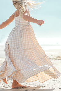 SS Girl's Dress Stella Maxi (tan gingham)