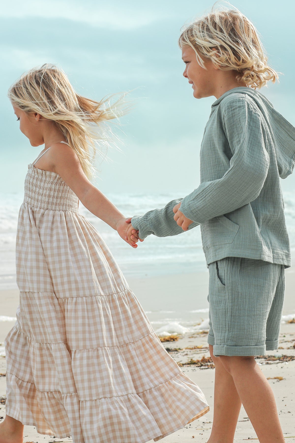SS Girl's Dress Stella Maxi (tan gingham)