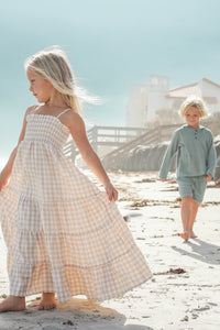 SS Girl's Dress Stella Maxi (tan gingham)
