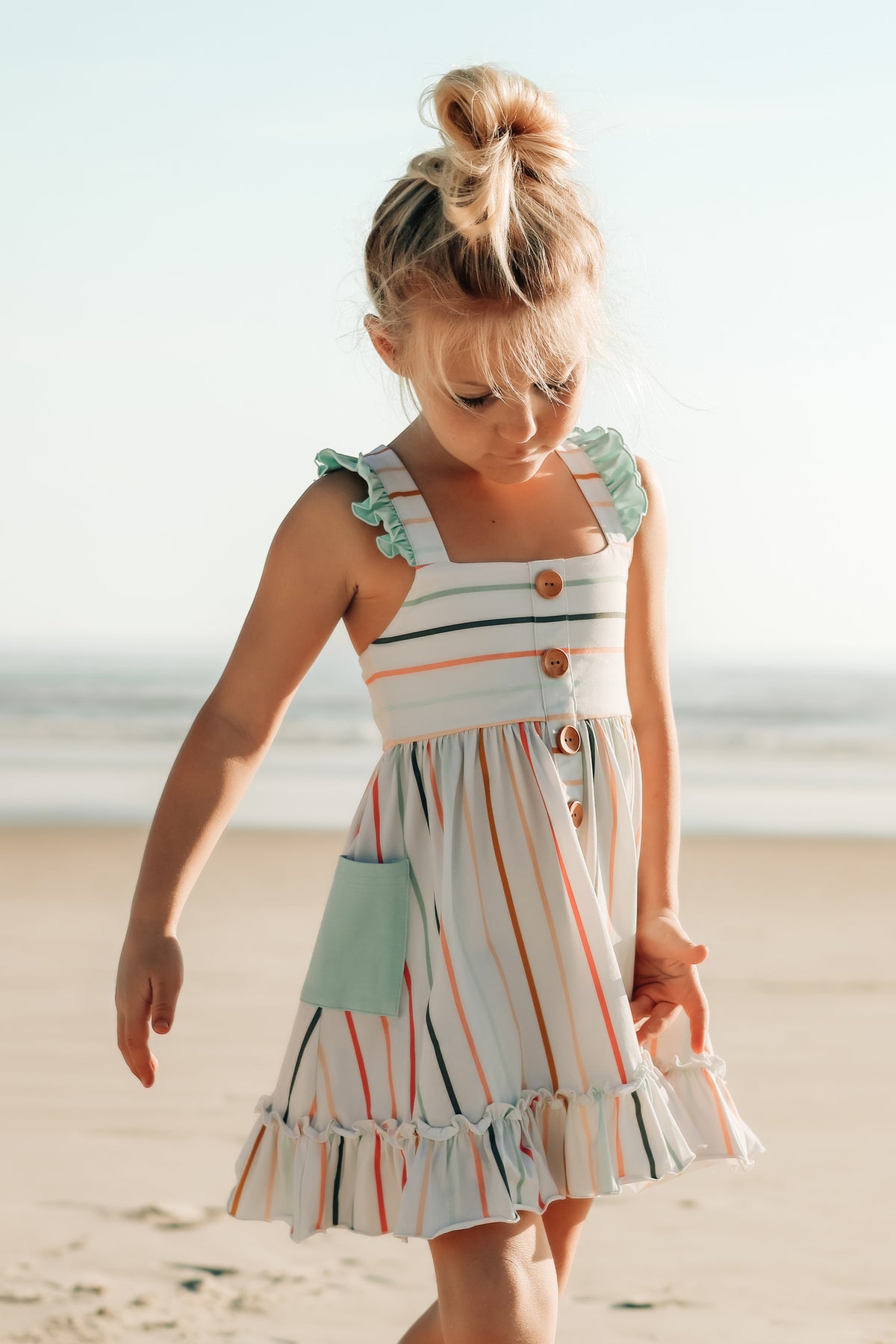 LB Girl's Dress Bree Crossback Dress (color stripes) FINAL SALE