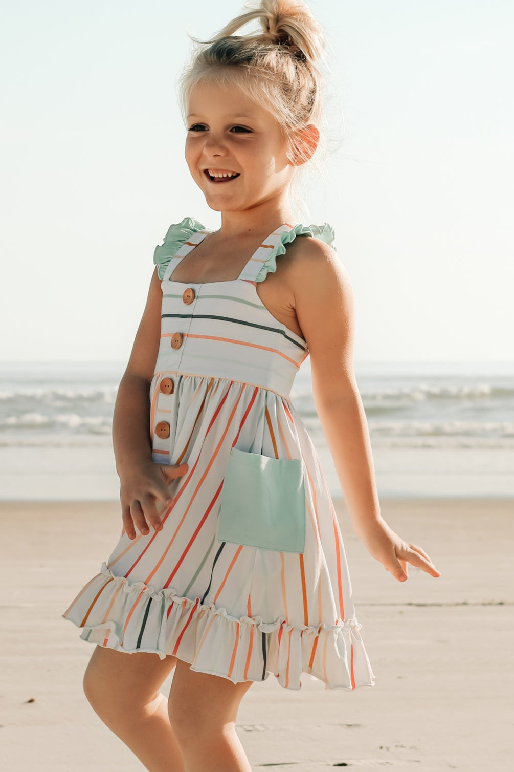 LB Girl's Dress Bree Crossback Dress (color stripes) FINAL SALE